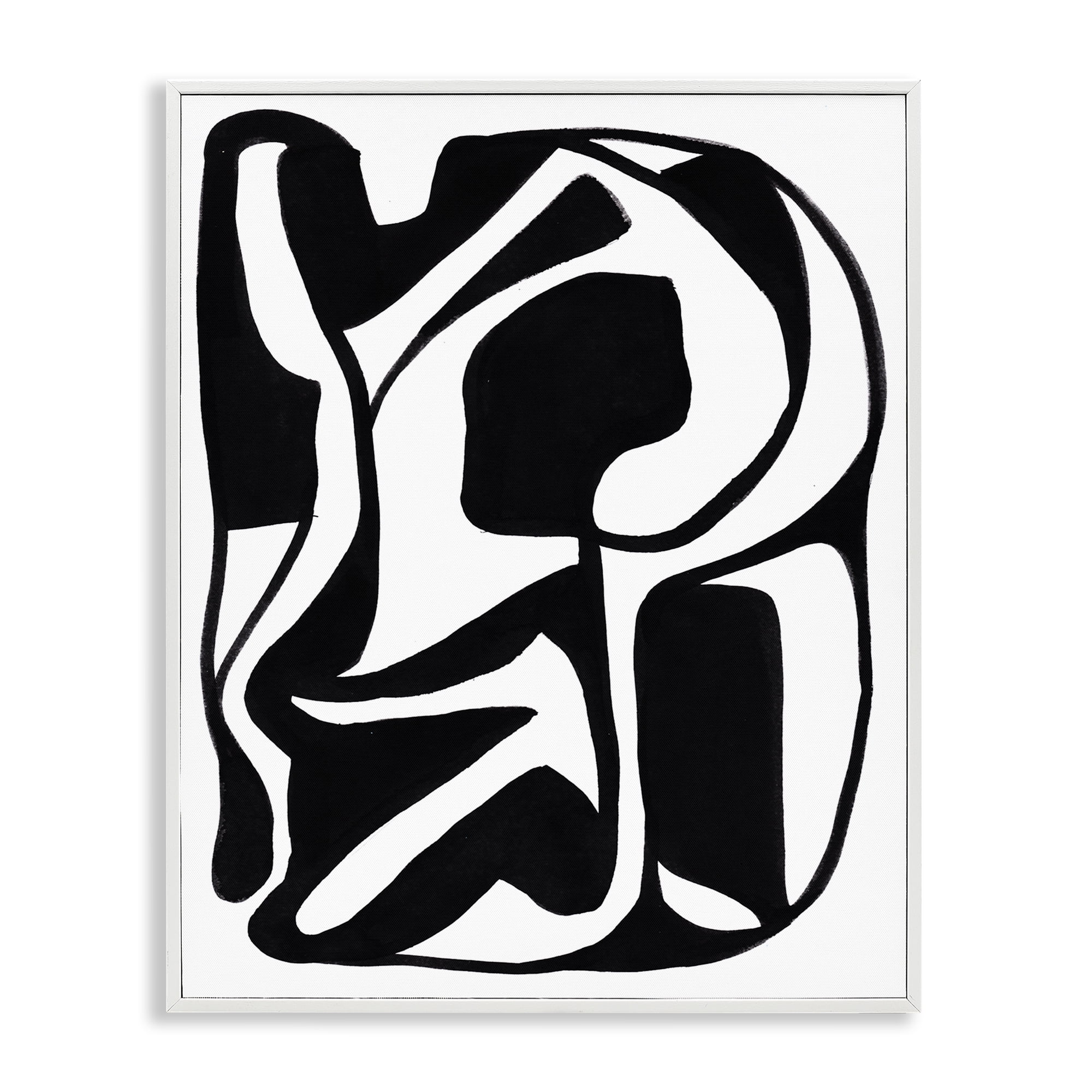 Stupell Industries Swirling Ink Pattern Abstract Painting White Framed Art Print Wall Art, 24 x 30