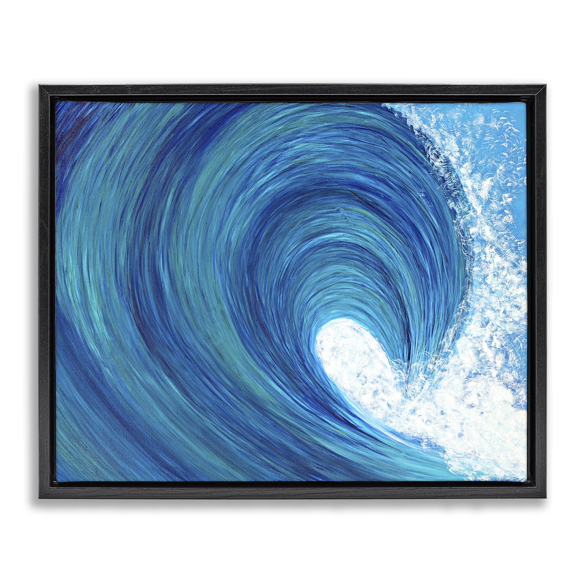 Stupell Industries Swirling Ocean Wave Coastal Painting Black Floater ...