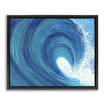 Stupell Industries Swirling Ocean Wave Coastal Painting Black Floater Framed Canvas Art Print Wall Art, 21 x 17