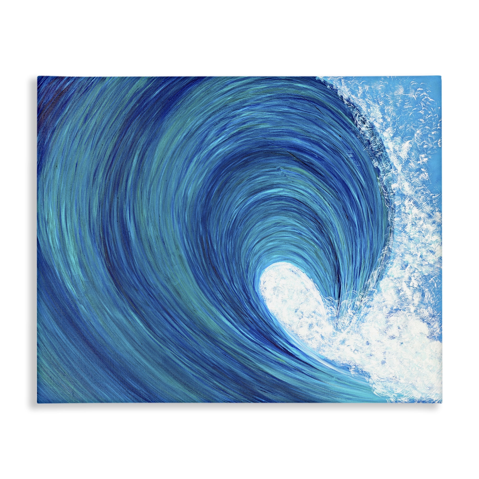 Stupell Industries Swirling Ocean Wave Coastal Painting Gallery Wrapped Canvas Art Print Wall Art, 48 x 36