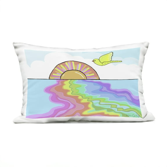 Stupell Industries Swirling Rainbow Sea Reflection Design by Katie Conley Outdoor Printed Pillow