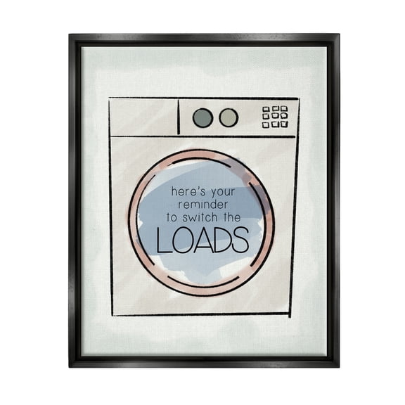 Stupell Industries Switch Laundry Loads Phrase Typography Painting Black Floater Framed Art Print Wall Art, 17 x 21