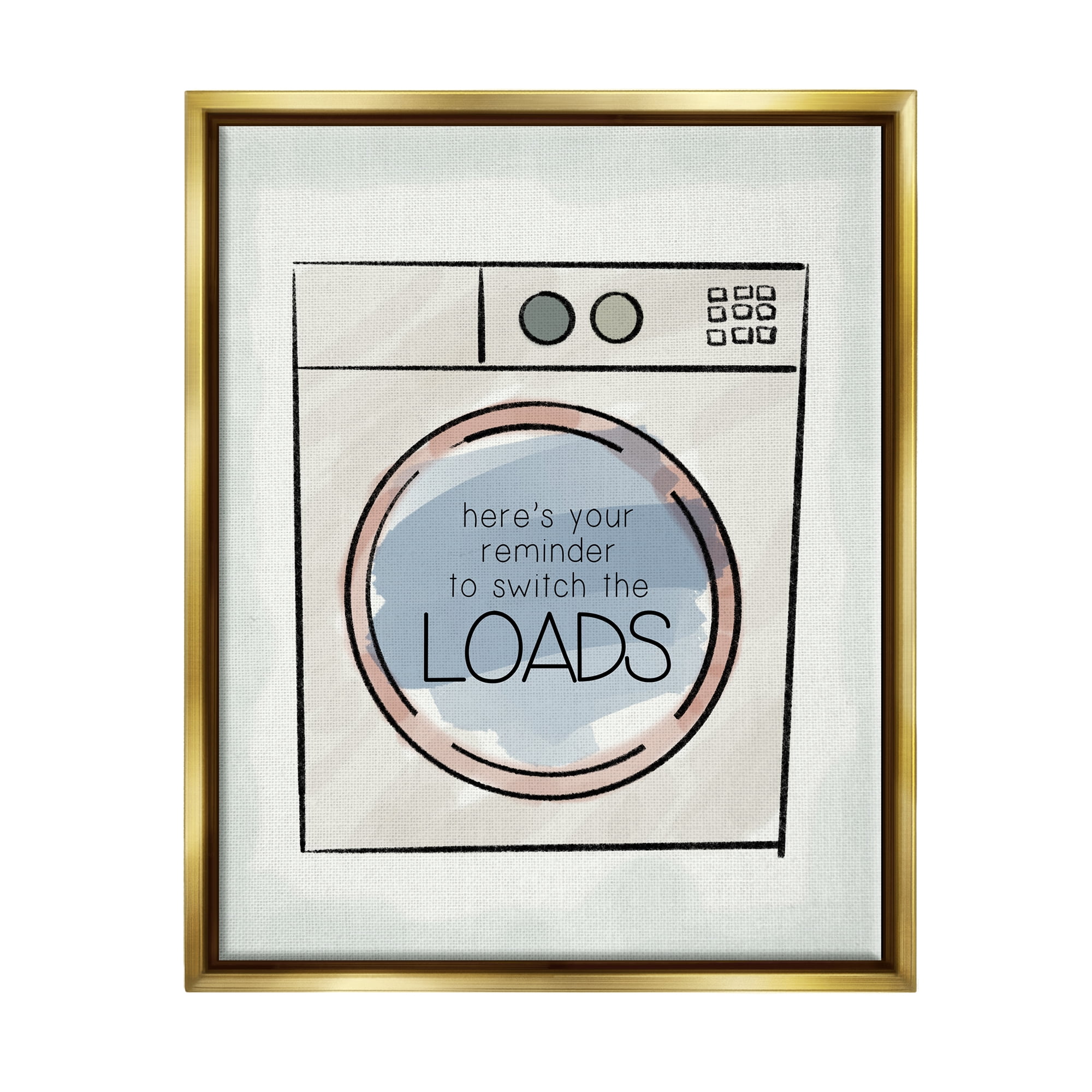 Stupell Industries Switch Laundry Loads Phrase Typography Painting Gold Floater Framed Art Print Wall Art, 17 x 21