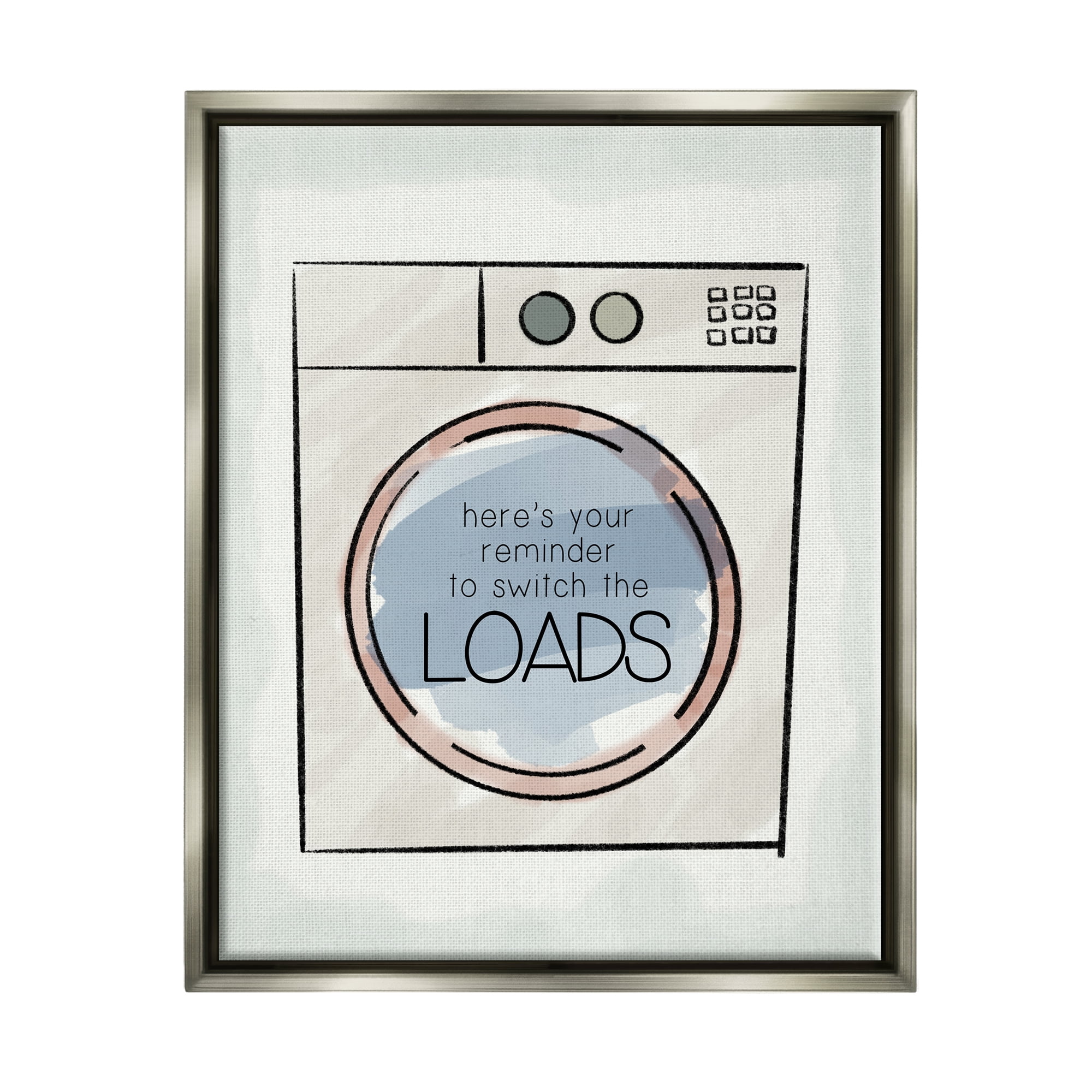 Stupell Industries Switch Laundry Loads Phrase Typography Painting Gray Floater Framed Art Print Wall Art, 17 x 21