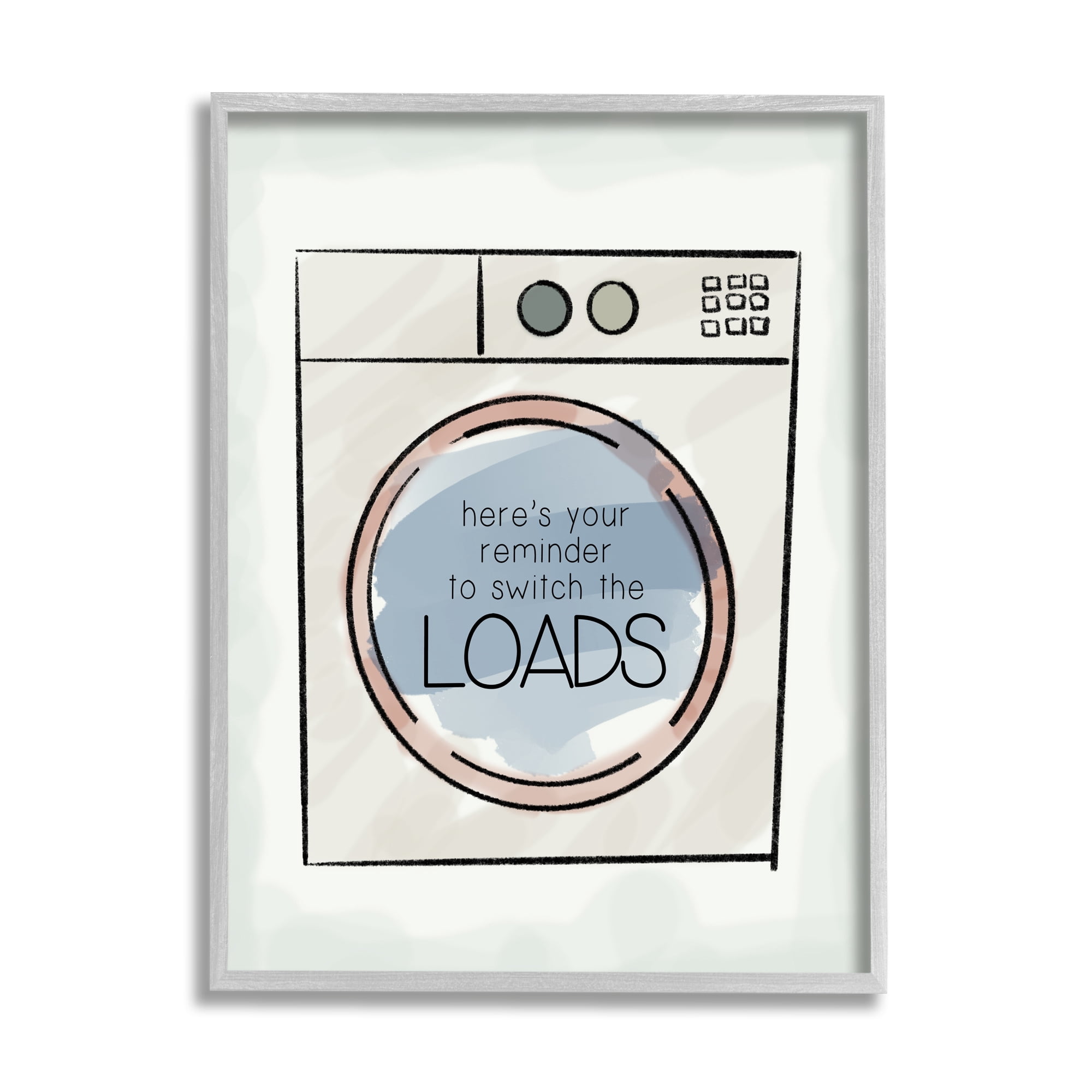 Stupell Industries Switch Laundry Loads Phrase Typography Painting Gray Framed Art Print Wall Art, 11 x 14