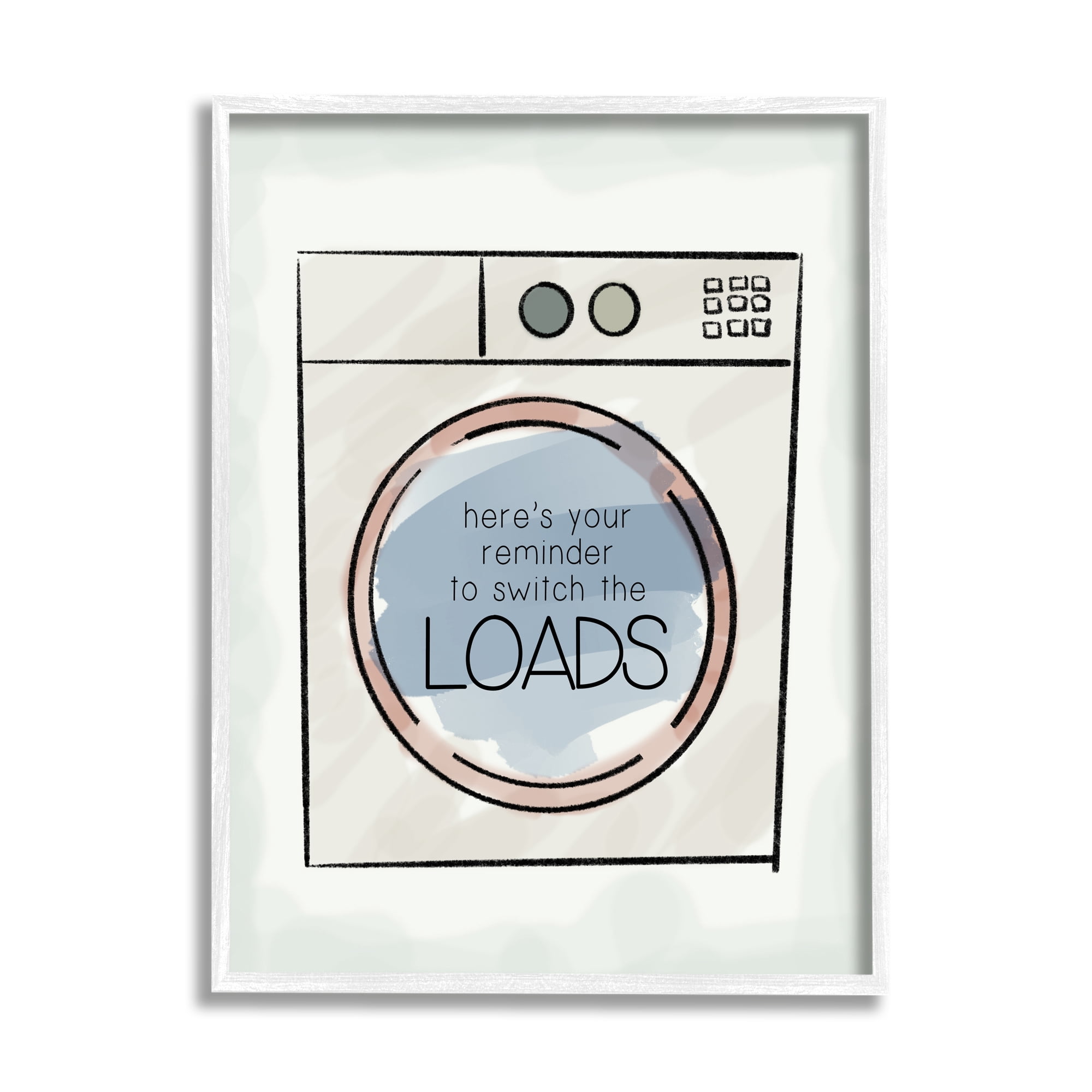 Stupell Industries Switch Laundry Loads Phrase Typography Painting White Framed Art Print Wall Art, 11 x 14