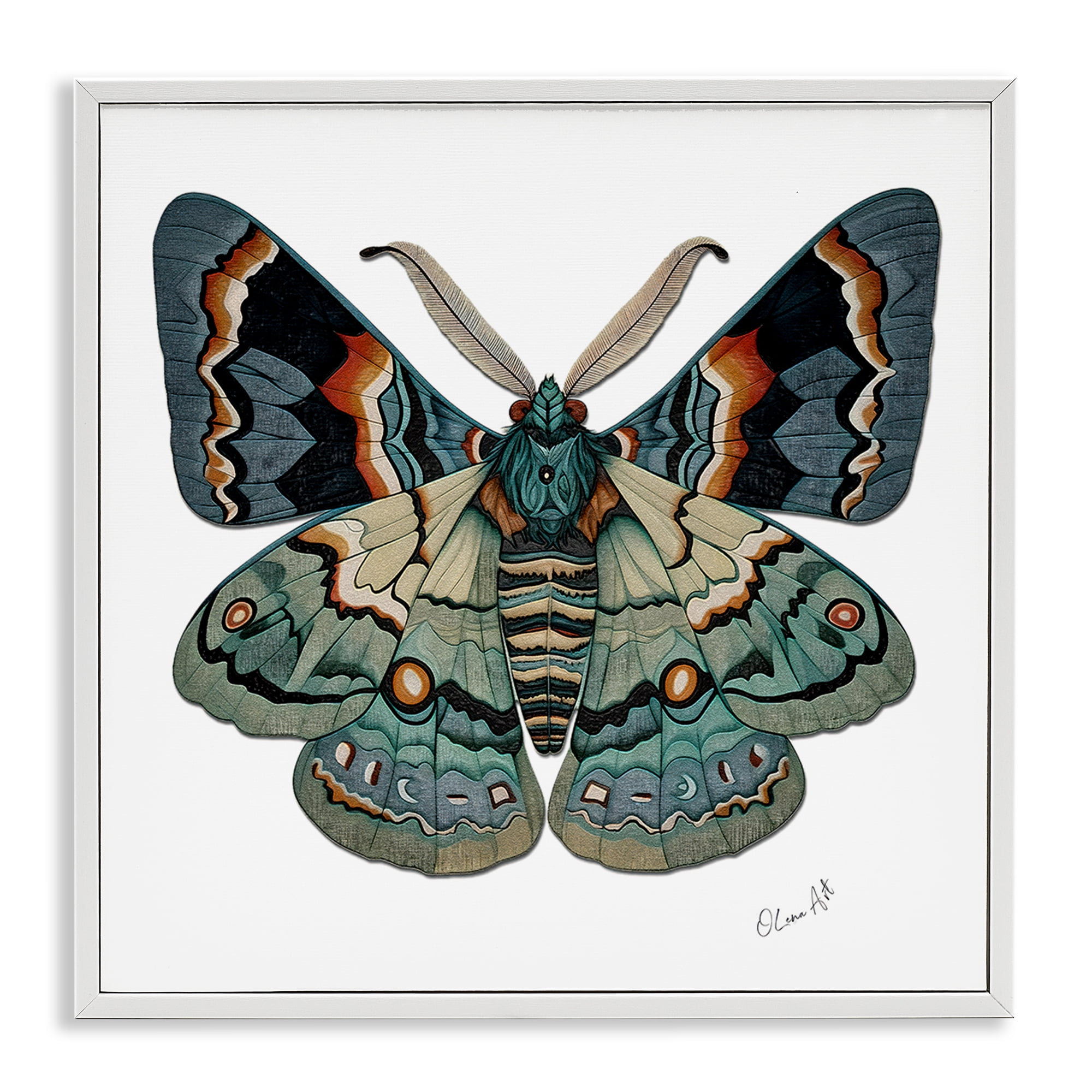 Stupell Industries Symbol Of Change Moth Animals Painting White Framed Art Print Wall Art, 24 x 24