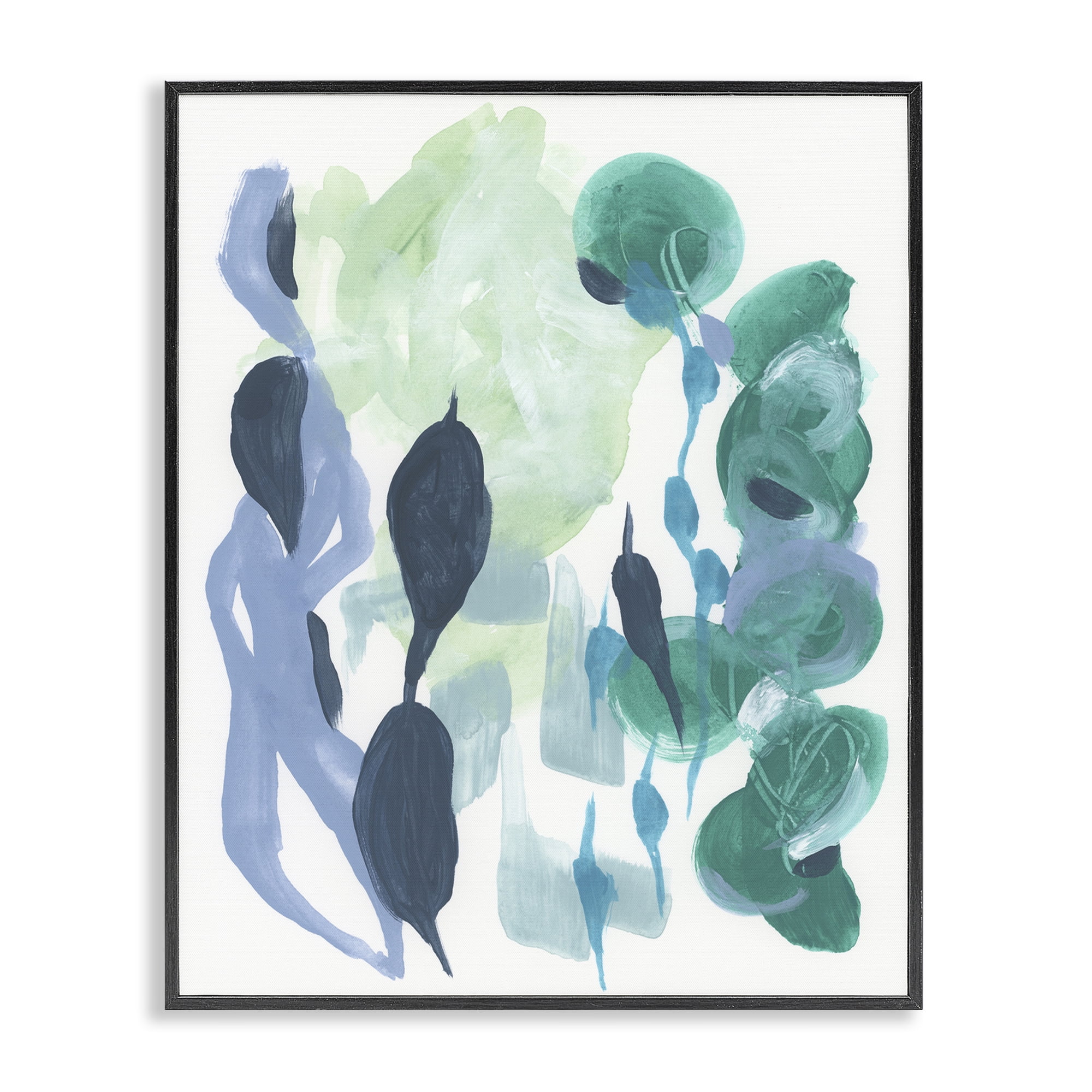 Stupell Industries Symbolic Leafy Paint Shapes Abstract Painting Black Framed Art Print Wall Art, 16 x 20