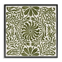 Stupell Industries Symmetric Flower Pattern Abstract Painting Black Framed Art Print Wall Art, 12 x 12