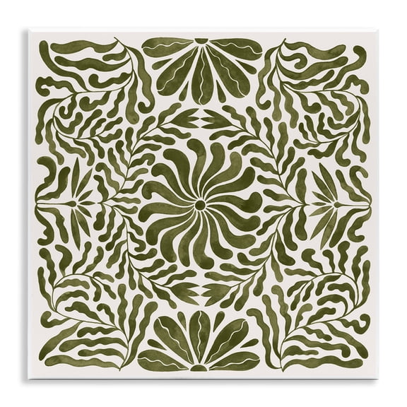 Stupell Industries Symmetric Flower Pattern Abstract Painting Unframed Art Print Wall Art, 12 x 12