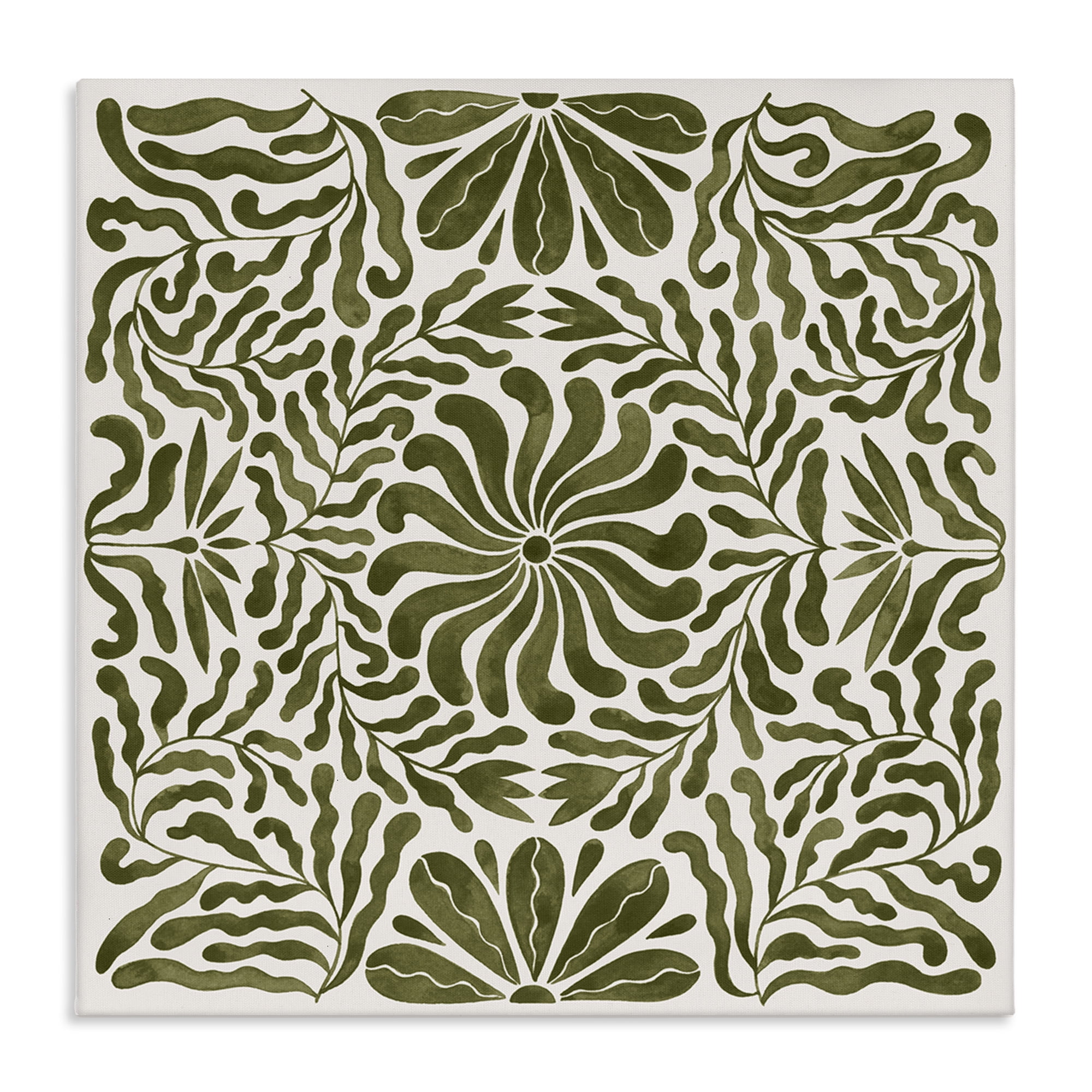 Stupell Industries Symmetric Flower Pattern Abstract Painting Wrapped Canvas Art Print Wall Art, 17 x 17
