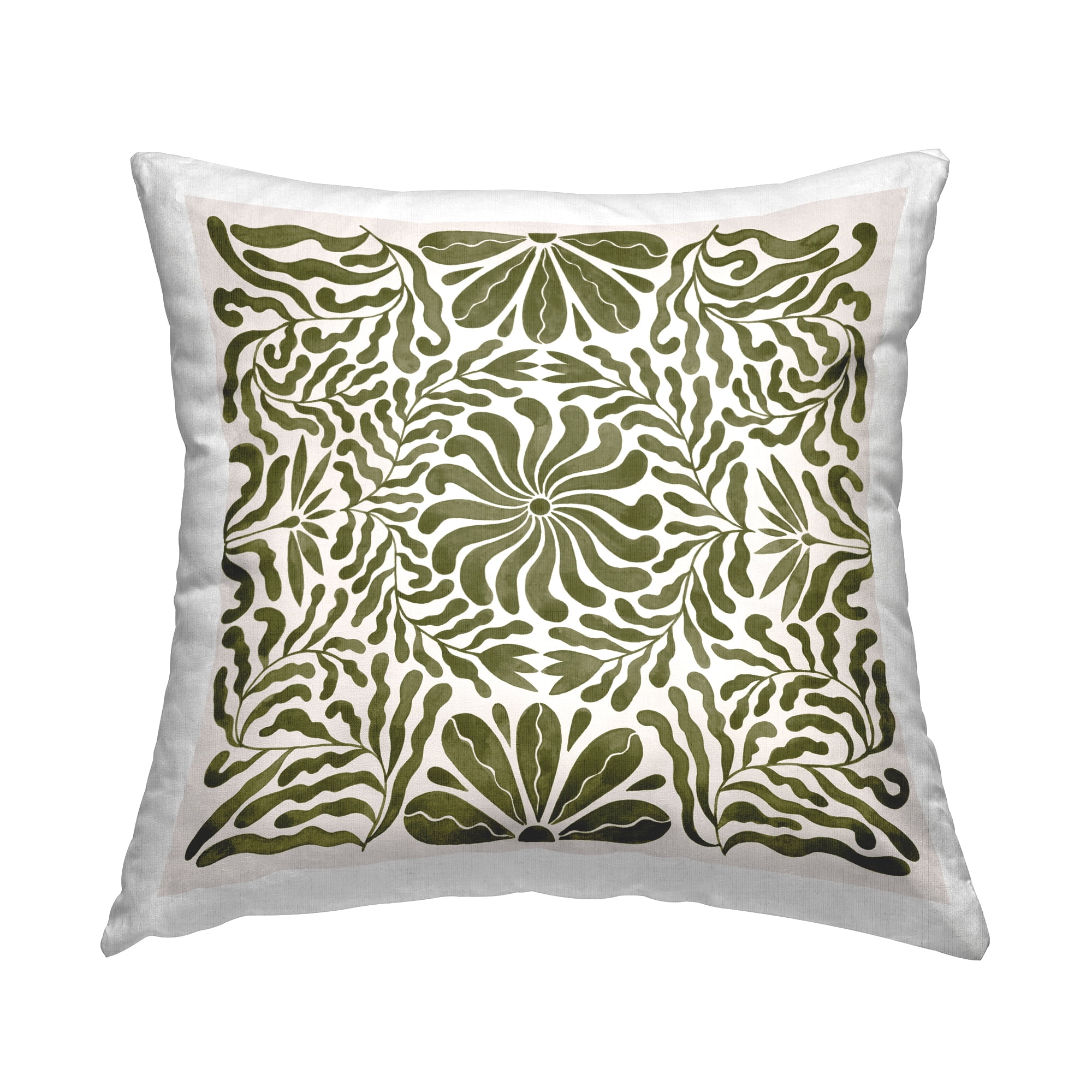 Stupell Industries Symmetric Flower Pattern Decorative Printed Throw Pillow Design by Grace Popp .
