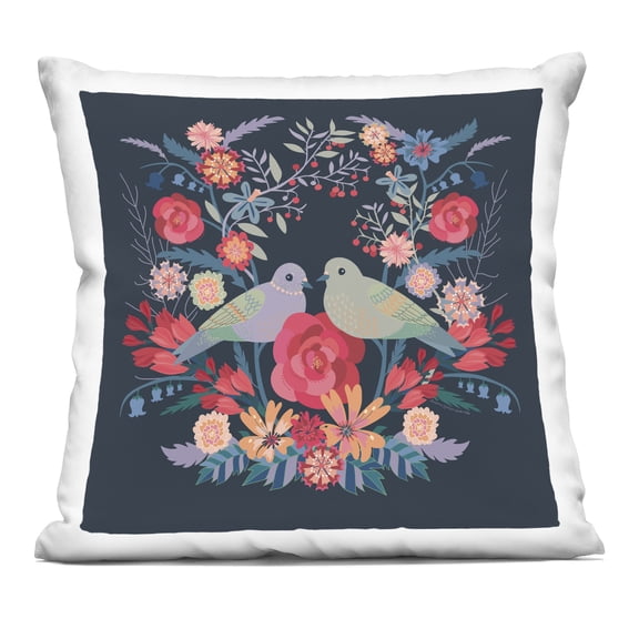 Stupell Industries Symmetrical Birds & Flowers Design by Verbrugge Watercolor Throw Pillow
