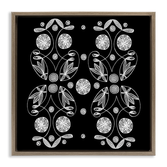 Stupell Industries Eclectic Symmetrical Flower-Like Patterns Brown Floating Frame Canvas Art, 18 x 18, by El Perkin