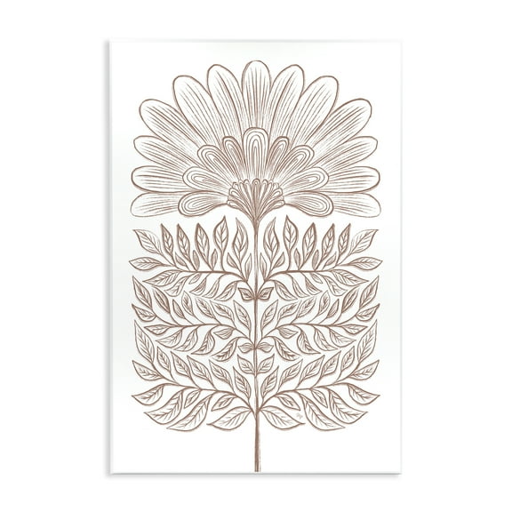 Stupell Industries Symmetrical Flower Sketch Floral Painting Unframed Art Print Wall Art, 10 x 15