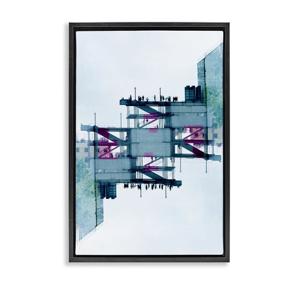 Stupell Industries Contemporary Symmetrical Industrial Structure Black Floating Frame Canvas Art, 21 x 31, by Robin Vandenabeele