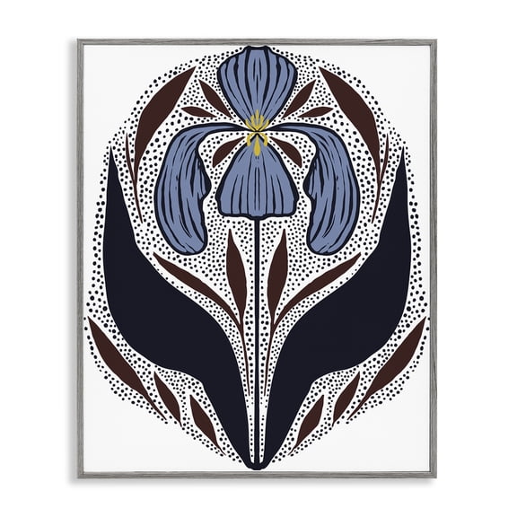 Stupell Industries Symmetrical Iris Pattern Gray Framed Giclee Art design by Hannah Beisang, 30 x 24
