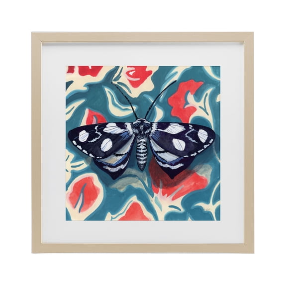 Stupell Industries Bohemian Symmetrical Moth On Beautiful Flowers Birch Framed Print Under Glass, 13 x 13, by Kate Jarvik Birch