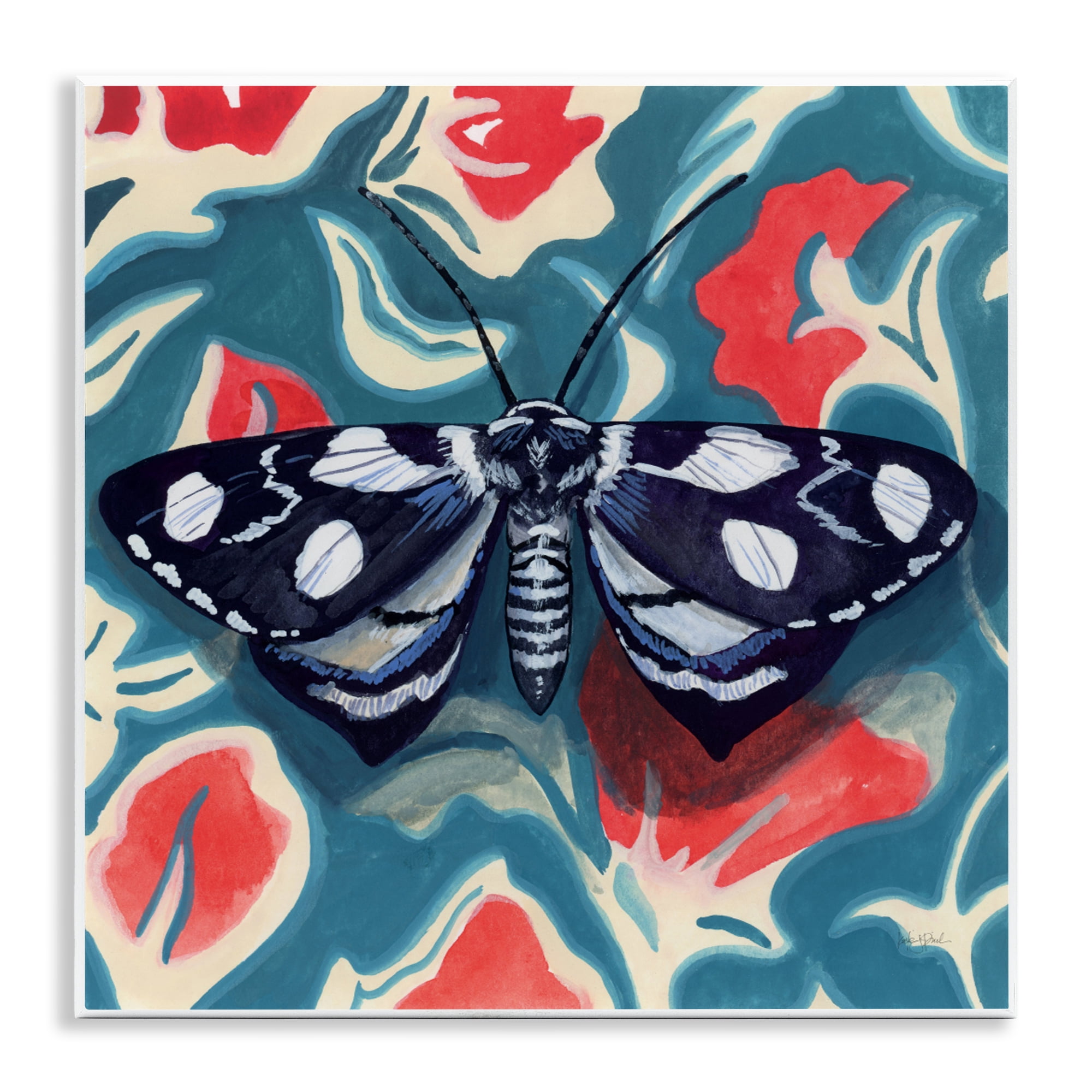 Stupell Industries Symmetrical Moth On Beautiful Flowers Wall Plaque Art, design by Kate Jarvik Birch