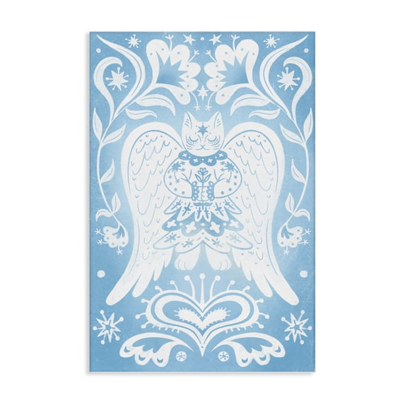 Stupell Industries Symmetrical Patterned Angel Cat Spiritual Painting Wrapped Canvas Canvas Art Print Wall Art, 16 x 24