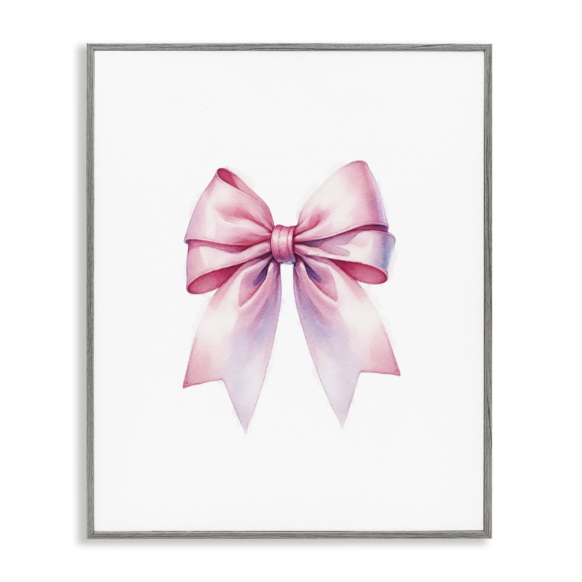 Stupell Industries Symmetrical Pink Bow Fashion Painting Gray Framed Art Print Wall Art, 24 x 30