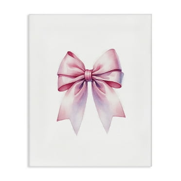 Stupell Industries Symmetrical Pink Bow Fashion Painting Wrapped Canvas Art Print Wall Art, 16 x 20