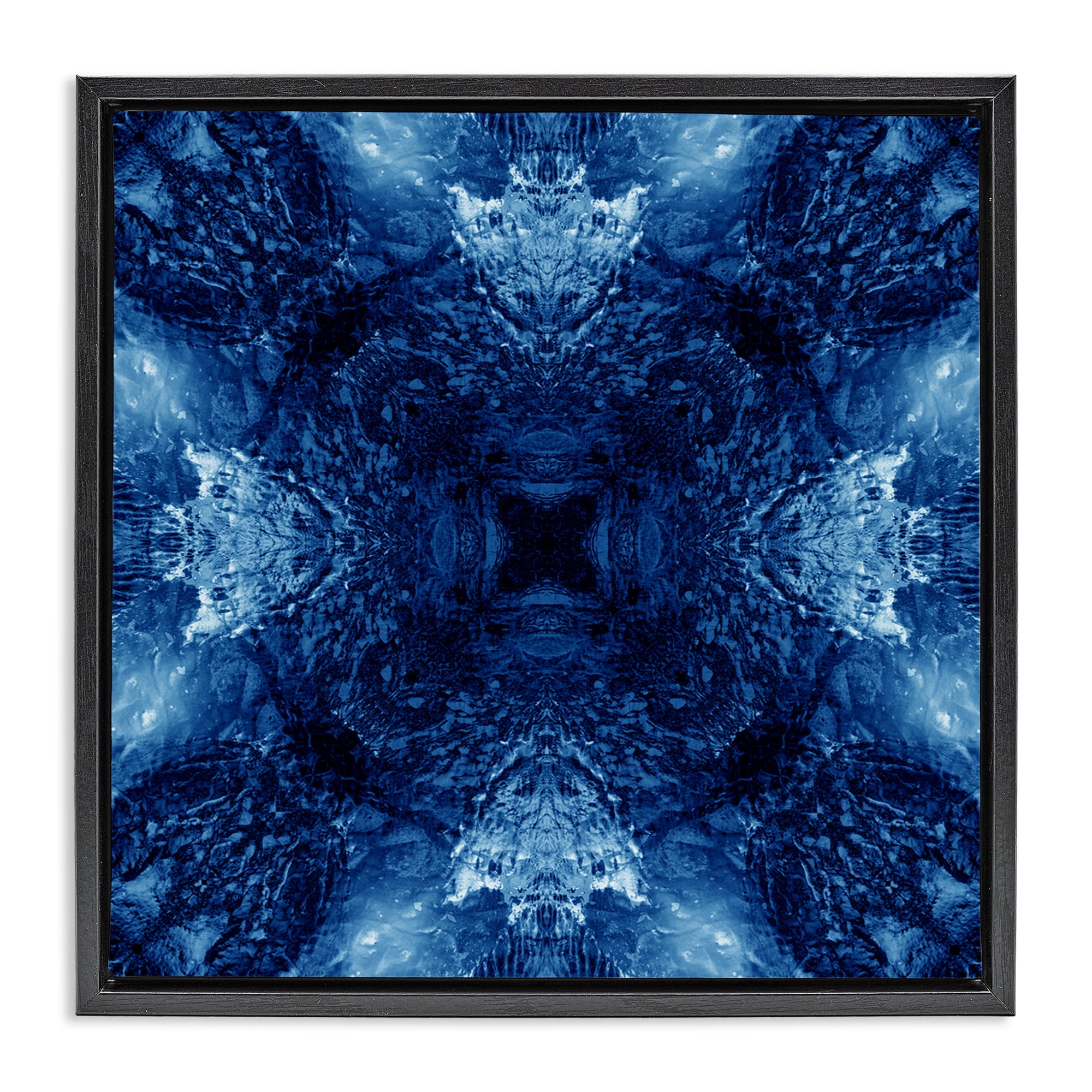 Stupell Industries Symmetrical Tie Dye Pattern Abstract Painting Black Floater Framed Canvas Art Print Wall Art, 18 x 18