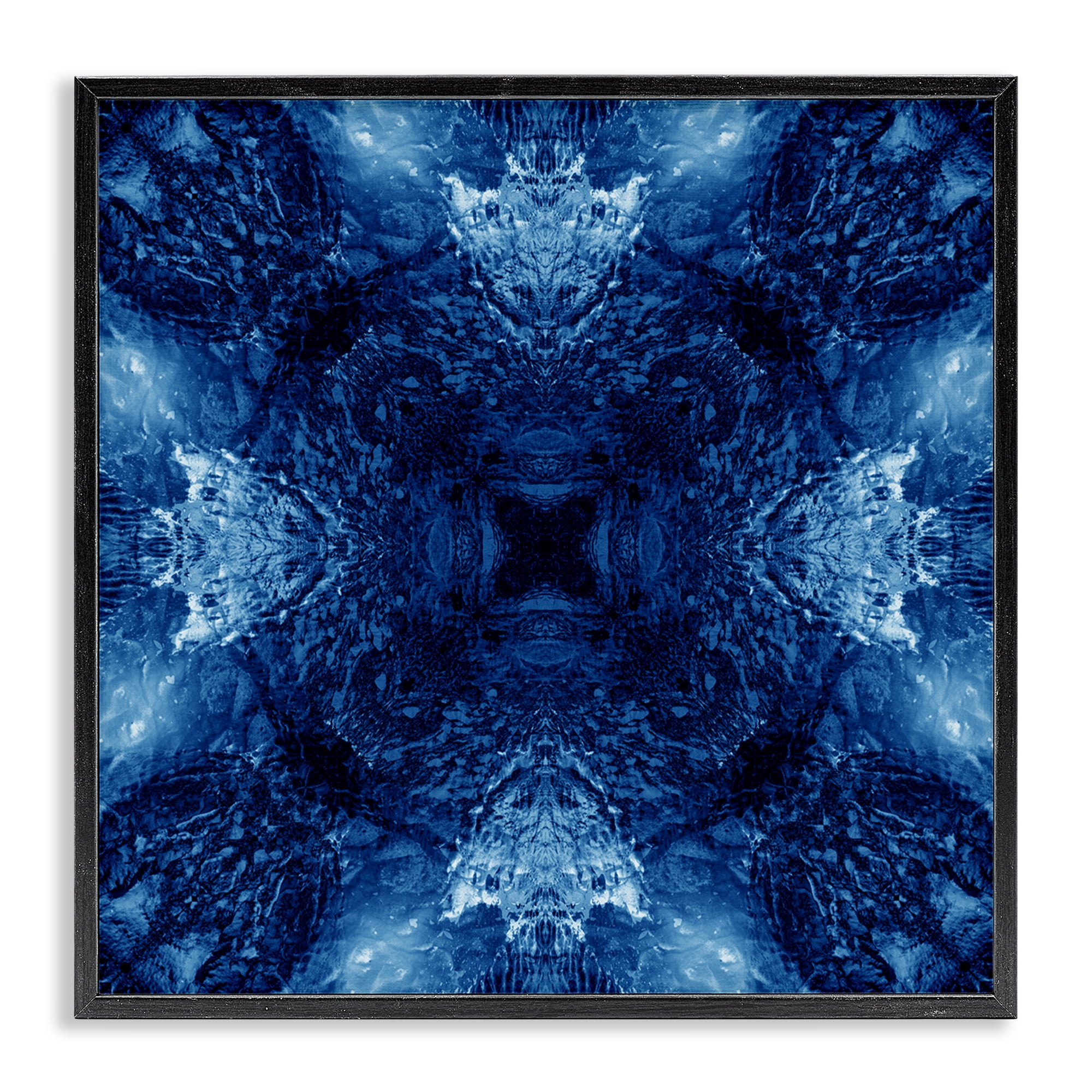 Stupell Industries Symmetrical Tie Dye Pattern Abstract Painting Black Framed Art Print Wall Art, 12 x 12