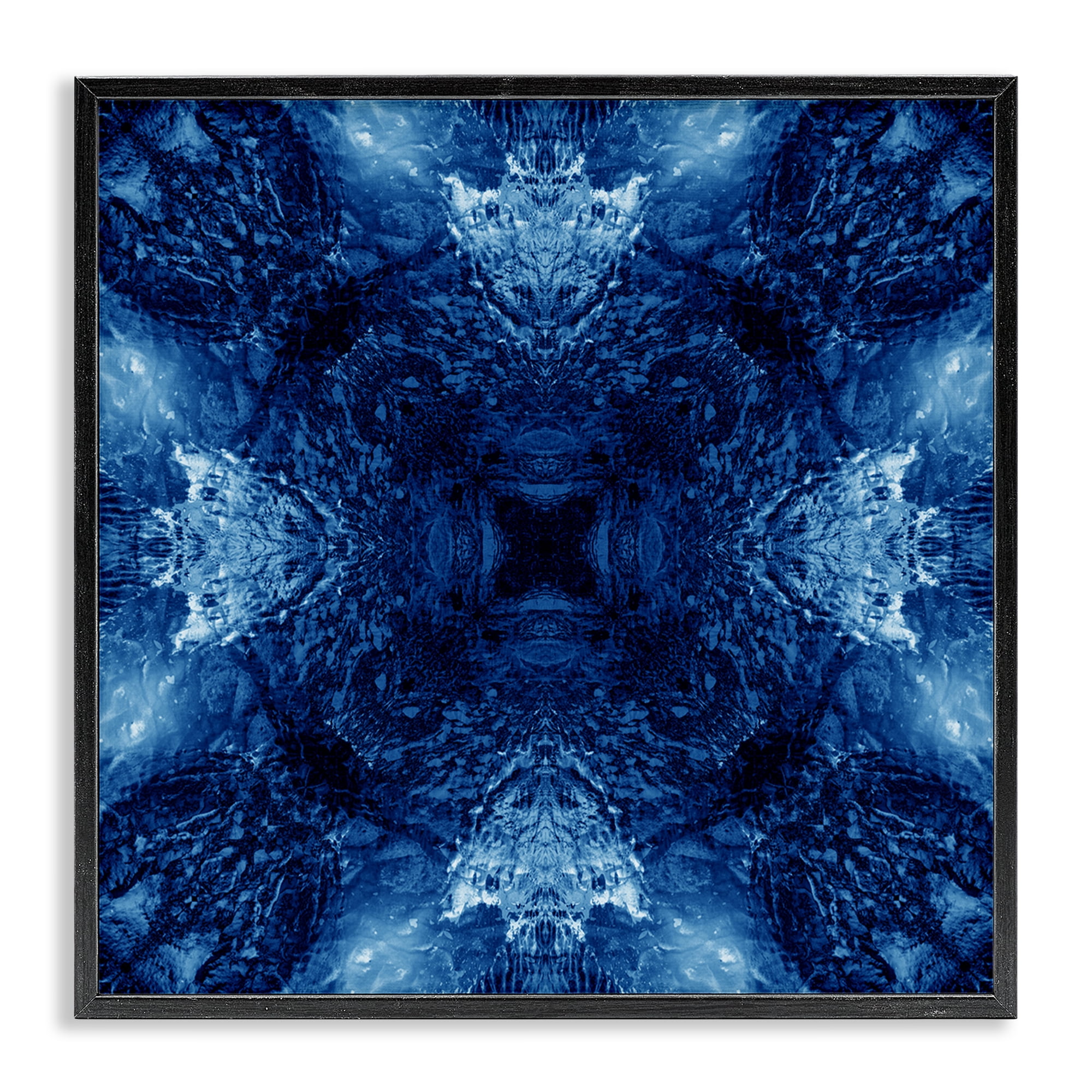 Stupell Industries Symmetrical Tie Dye Pattern Abstract Painting Black Framed Art Print Wall Art, 24 x 24