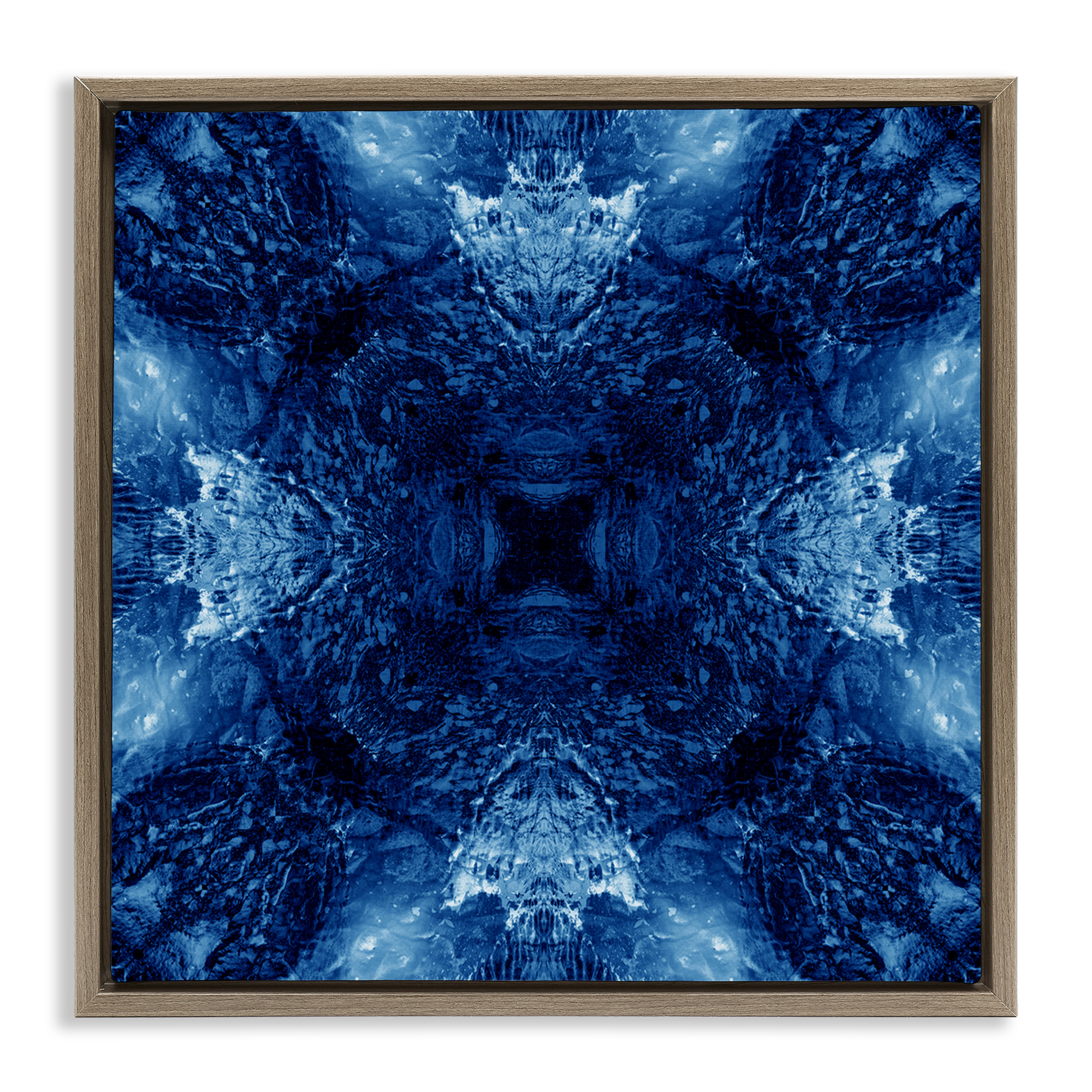 Stupell Industries Symmetrical Tie Dye Pattern Abstract Painting Brown Floater Framed Canvas Art Print Wall Art, 18 x 18