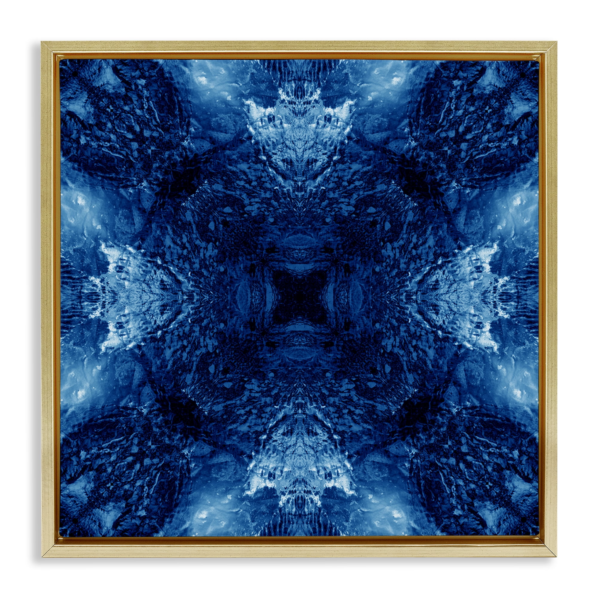 Stupell Industries Symmetrical Tie Dye Pattern Abstract Painting Gold Floater Framed Canvas Art Print Wall Art, 25 x 25