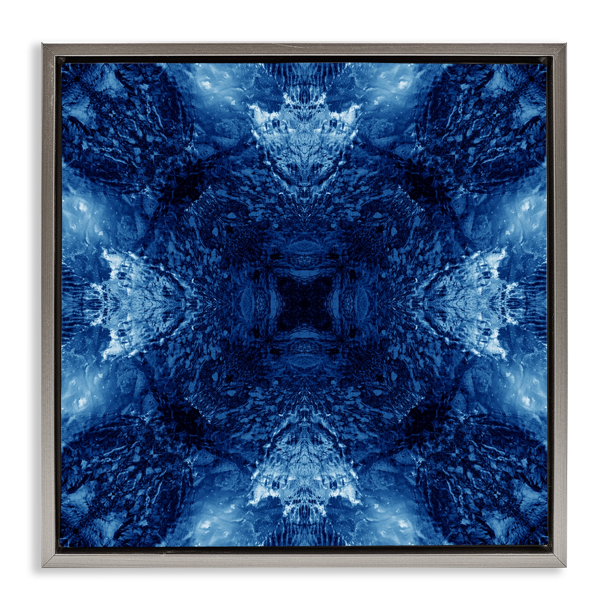 Stupell Industries Symmetrical Tie Dye Pattern Abstract Painting Gray Floater Framed Canvas Art Print Wall Art, 18 x 18