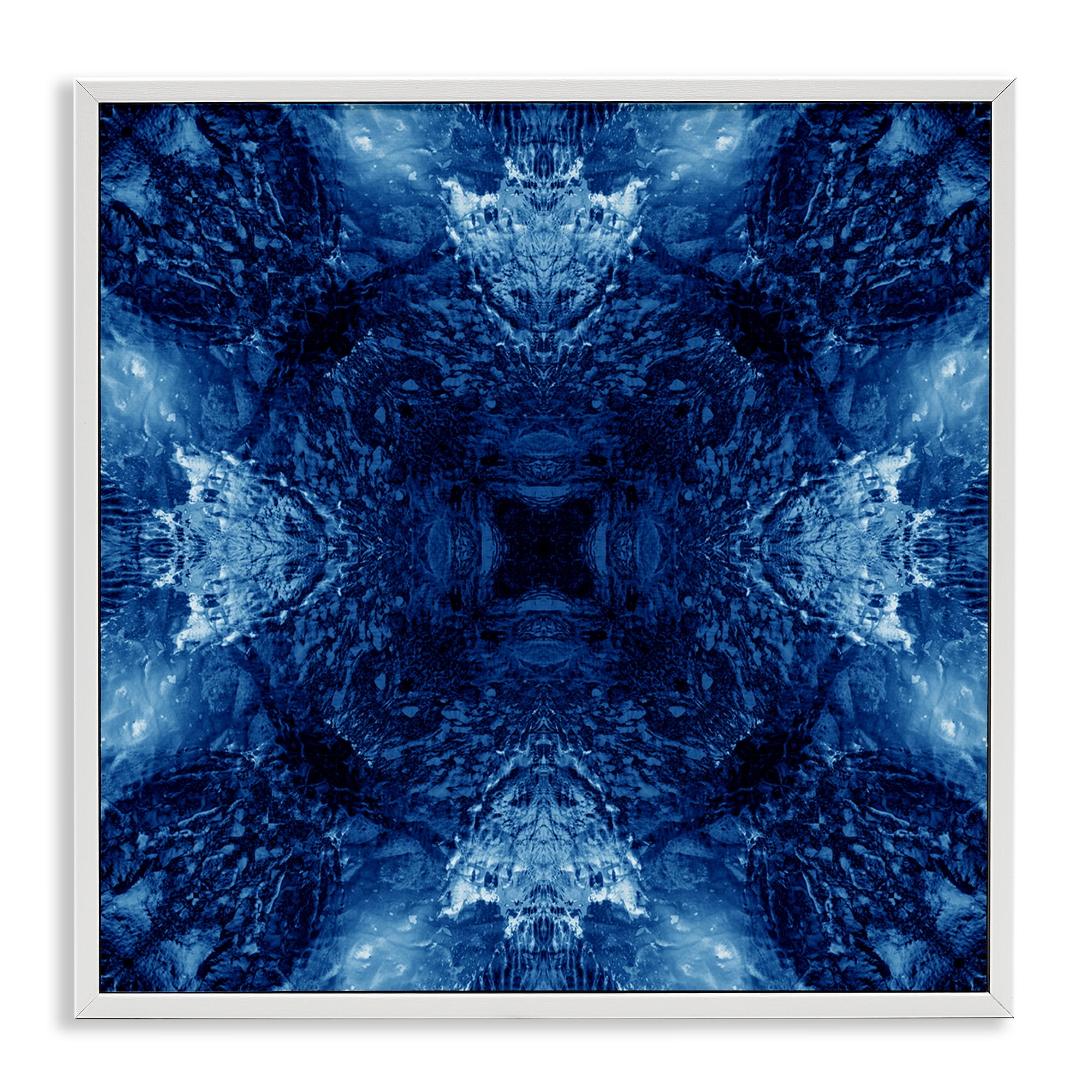 Stupell Industries Symmetrical Tie Dye Pattern Abstract Painting White Framed Art Print Wall Art, 17 x 17