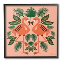 Stupell Industries Symmetrical Tropical Flamingos Animals & Insects Painting Black Framed Art Print Wall Art, 12 x 12
