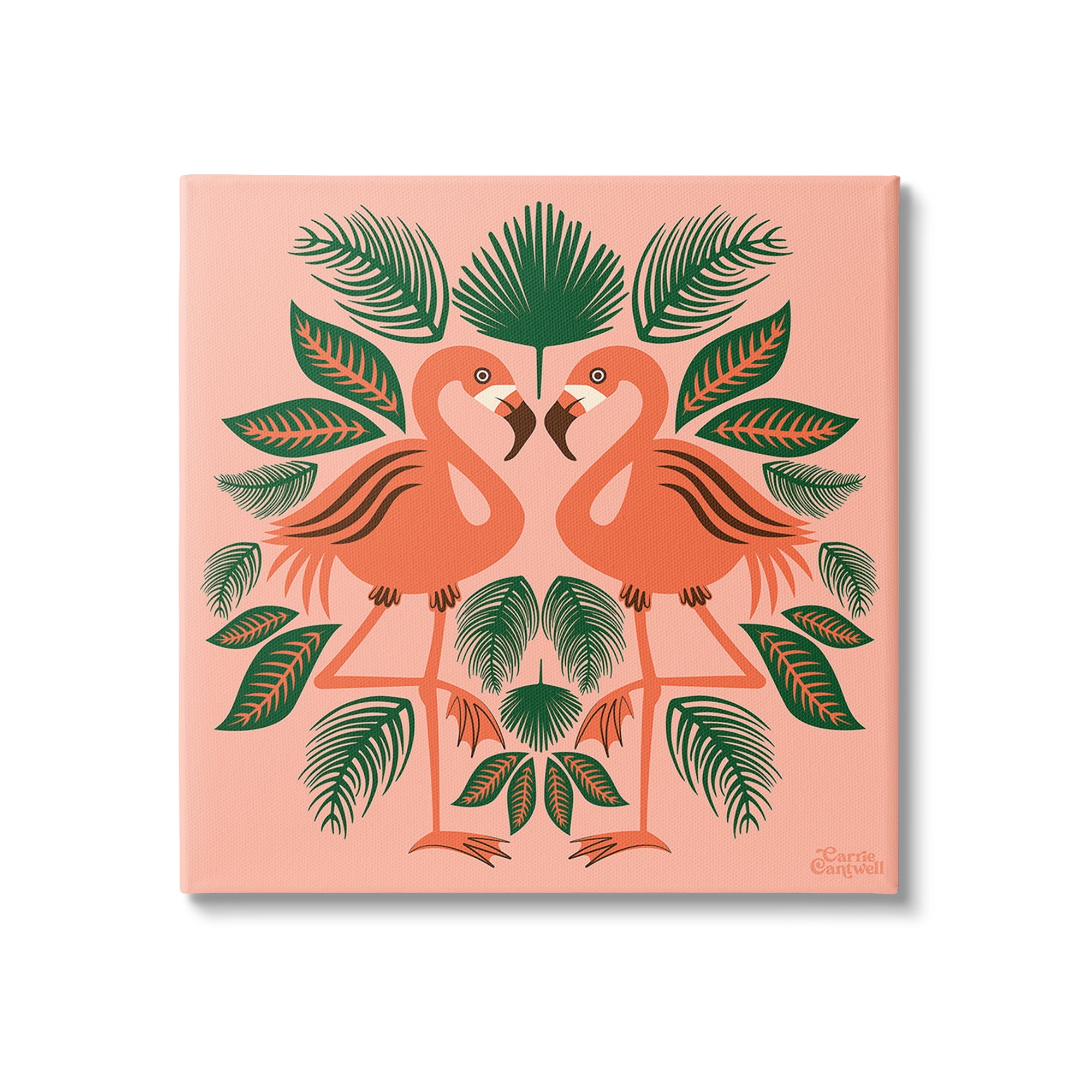 Stupell Industries Symmetrical Tropical Flamingos Animals & Insects Painting Gallery Wrapped Canvas Art Print Wall Art, 30 x 30