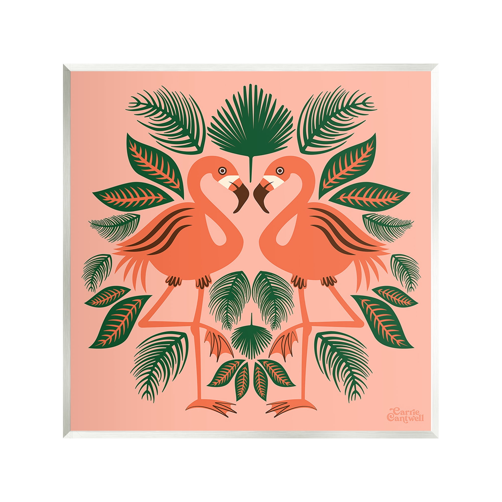 Stupell Industries Symmetrical Tropical Flamingos Animals & Insects Painting Unframed Art Print Wall Art, 12 x 12