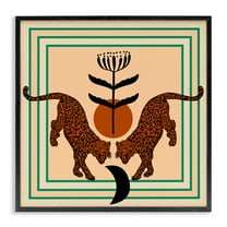 Stupell Industries Symmetrical Tropical Leopards Animals Painting Black Framed Art Print Wall Art, 12 x 12