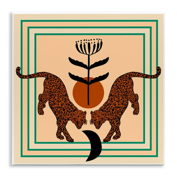 Stupell Industries Symmetrical Tropical Leopards Animals Painting Unframed Art Print Wall Art, 12 x 12