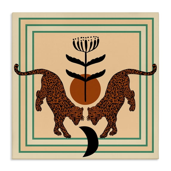 Stupell Industries Bohemian Symmetrical Tropical Leopards Canvas Art, 30 x 30, by Melissa Wang