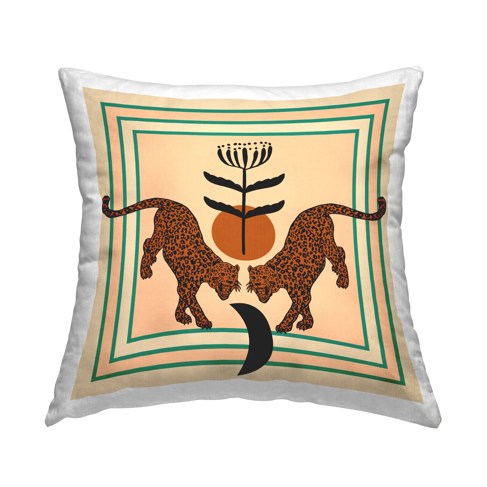 Stupell Industries Symmetrical Tropical Leopards Decorative Printed Throw Pillow Design by Melissa Wang .
