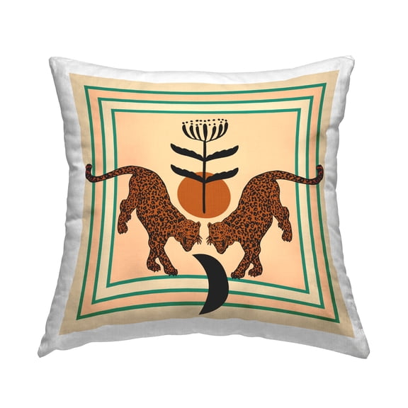 Stupell Industries Symmetrical Tropical Leopards Decorative Printed Throw Pillow Design by Melissa Wang .