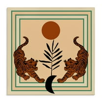 Stupell Industries Symmetrical Tropical Tigers Animals Painting Wrapped Canvas Art Print Wall Art, 17 x 17