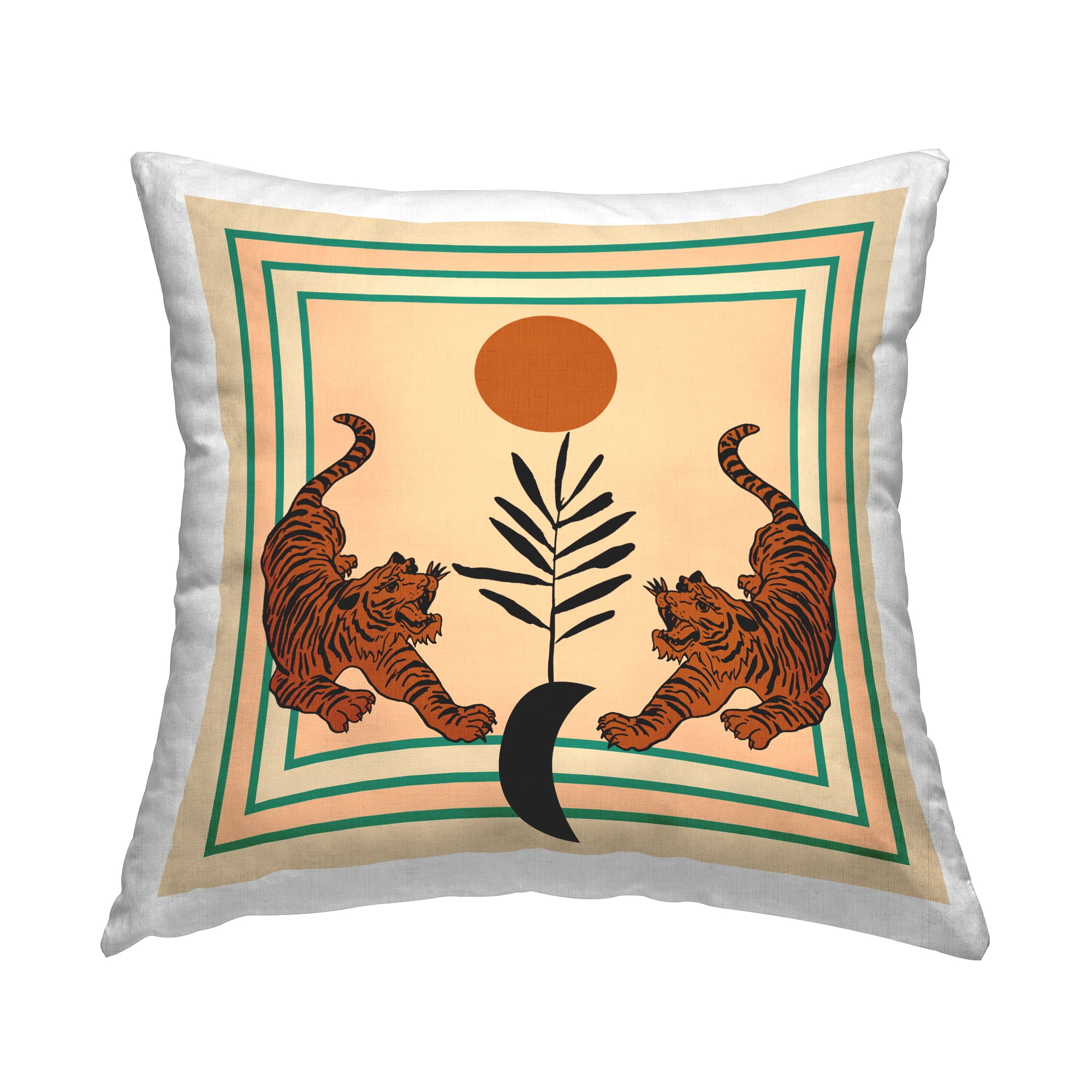 Stupell Industries Symmetrical Tropical Tigers Decorative Printed Throw Pillow Design by Melissa Wang .