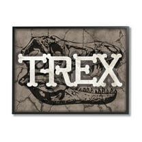Stupell Industries T-Rex Bone Typography Large Dinosaur Skull Animals & Insects Painting Black Framed Art Print Wall Art, 11 x 14