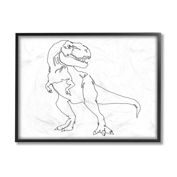 Stupell Industries T-Rex Dinosaur Portrait Minimal Outline Linework Black Framed, 11 x 14, Design by Ziwei Li