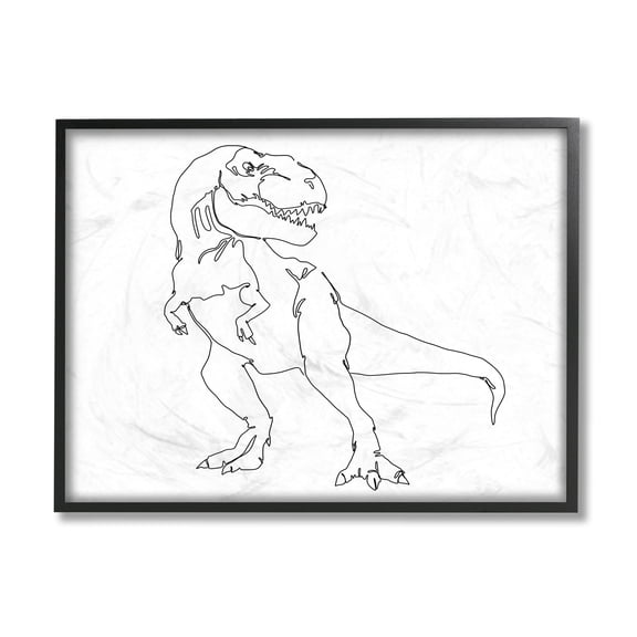 Stupell Industries T-Rex Dinosaur Portrait Minimal Outline Linework Black Framed, 16 x 20, Design by Ziwei Li