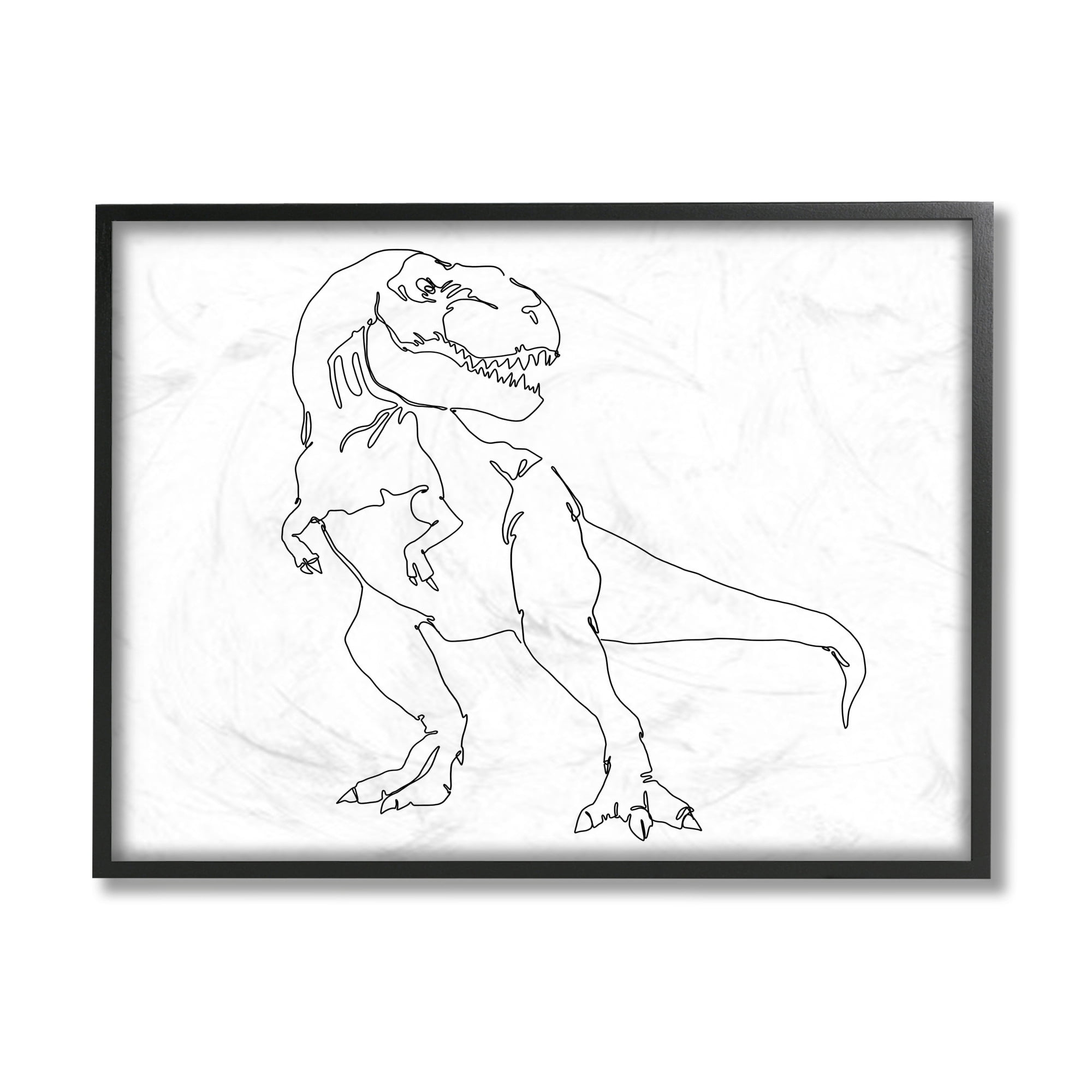 Stupell Industries T-Rex Dinosaur Portrait Minimal Outline Linework Black Framed, 24 x 30, Design by Ziwei Li