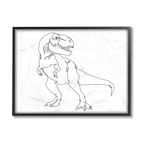 Stupell Industries T-Rex Dinosaur Portrait Minimal Outline Linework Black Framed, 24 x 30, Design by Ziwei Li