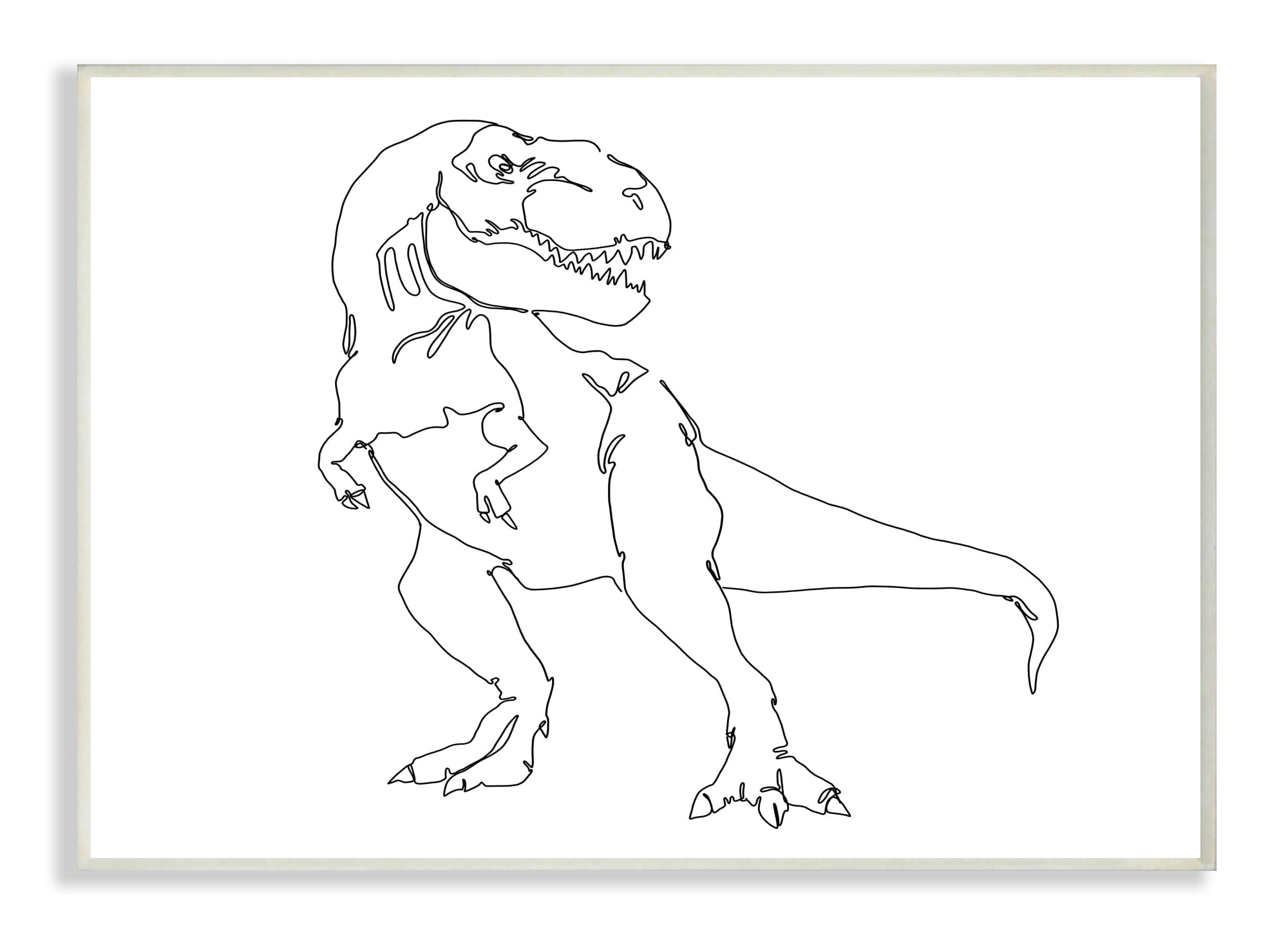 Stupell Industries T-Rex Dinosaur Portrait Minimal Outline Linework Wall Plaque, 10 x 15, Design by Ziwei Li