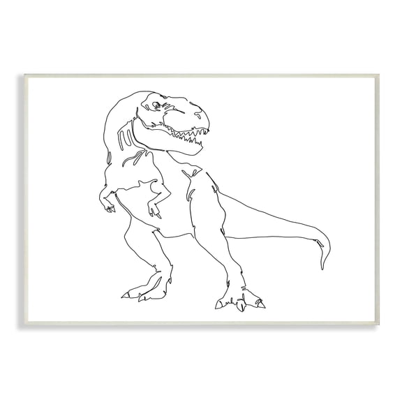 Stupell Industries T-Rex Dinosaur Portrait Minimal Outline Linework Wall Plaque, 10 x 15, Design by Ziwei Li